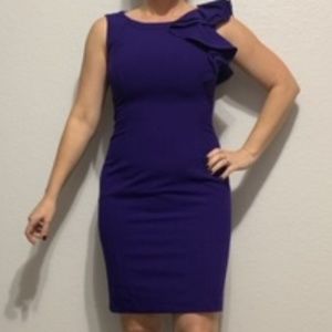 NWOT Calvin Klein Purple Ruffle Shoulder Dress - M